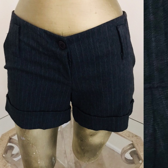 PAPAYA Chic Vintage Y2K Charcoal Gray PINSTRIPED Dress SHORTS Size Small - Picture 8 of 11